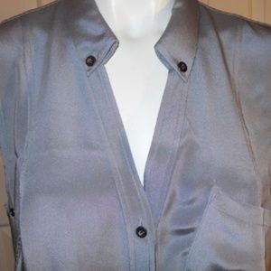 Magaschoni silver long sleeve silk blouse